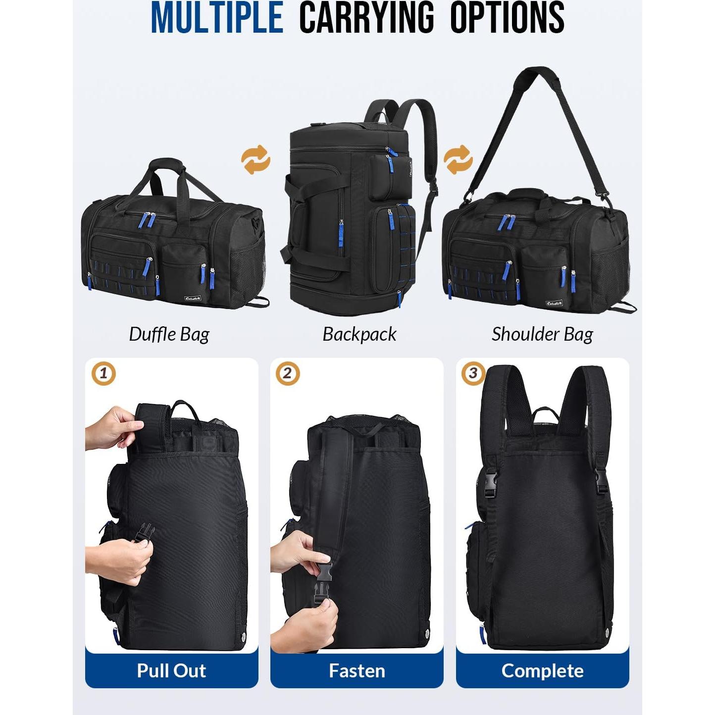 Bolsa de gimnasio Celvetch 39L con compartimento para zapatos - Negro