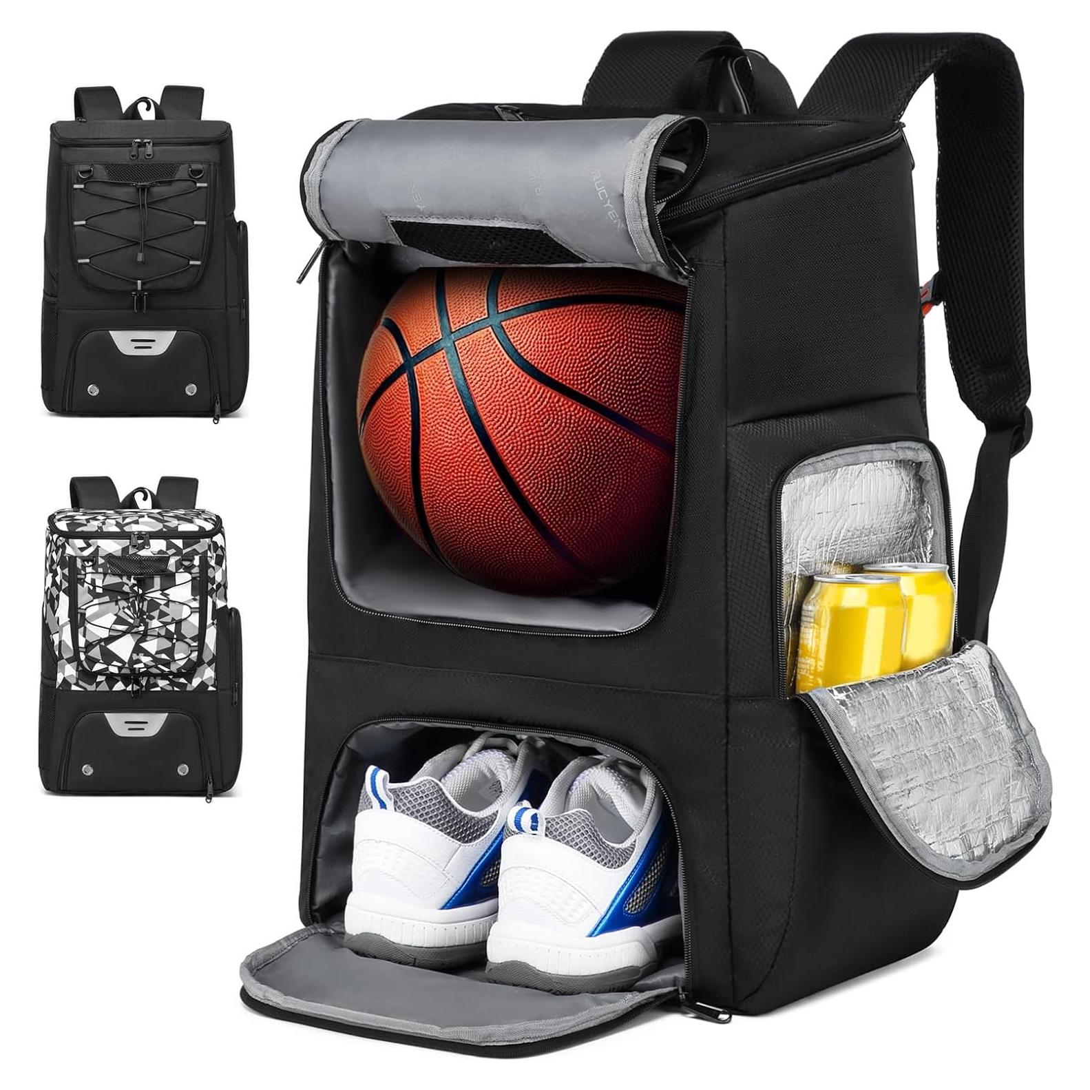 Mochila de Baloncesto Aocrin Negra con Compartimentos 45L