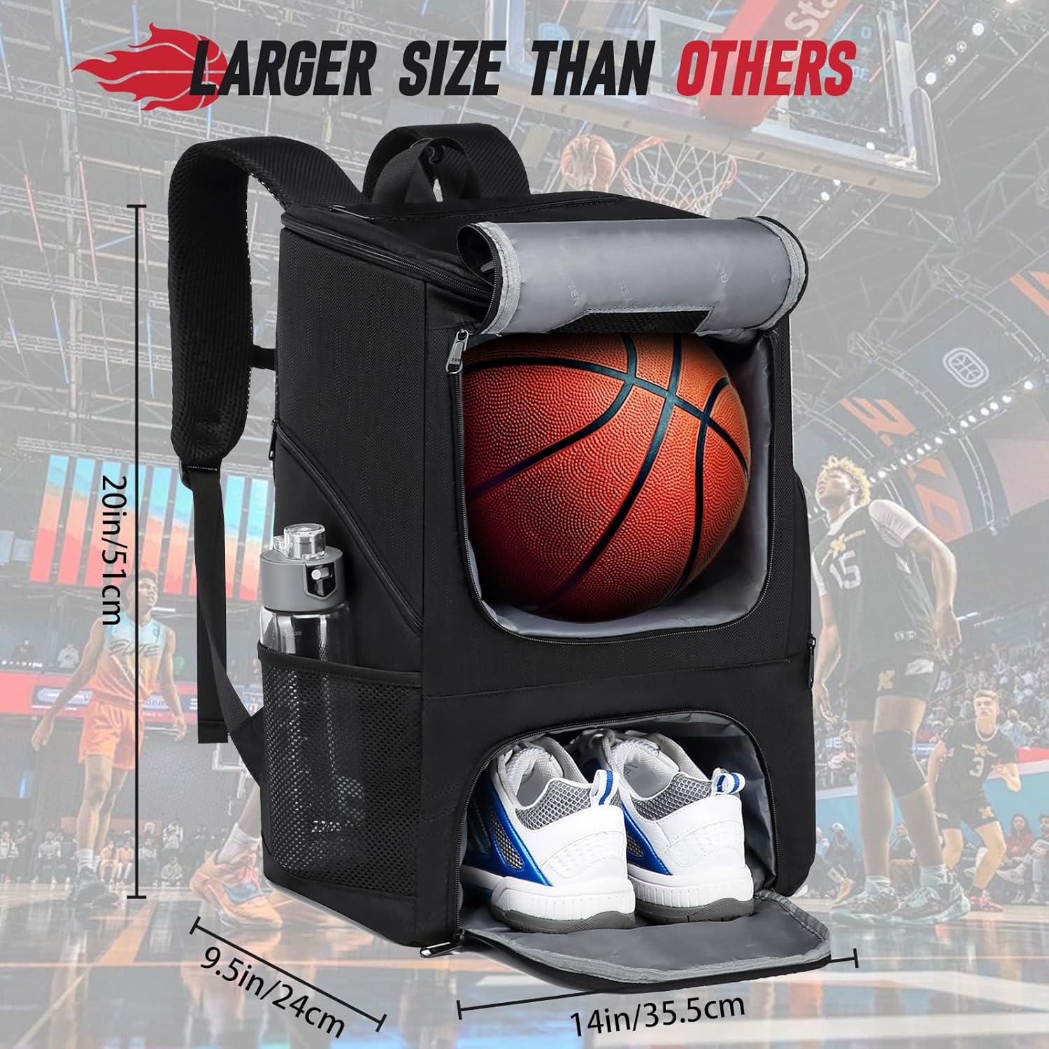 Mochila de Baloncesto Aocrin Negra con Compartimentos 45L