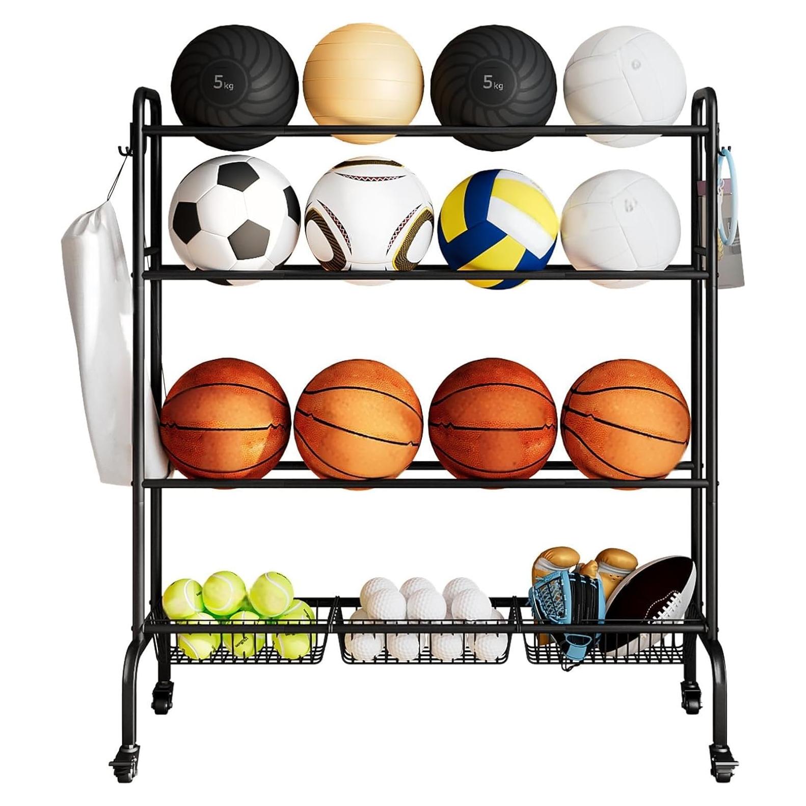 Soporte de Almacenamiento para Pelotas INGIORDAR 4 Niveles Negro