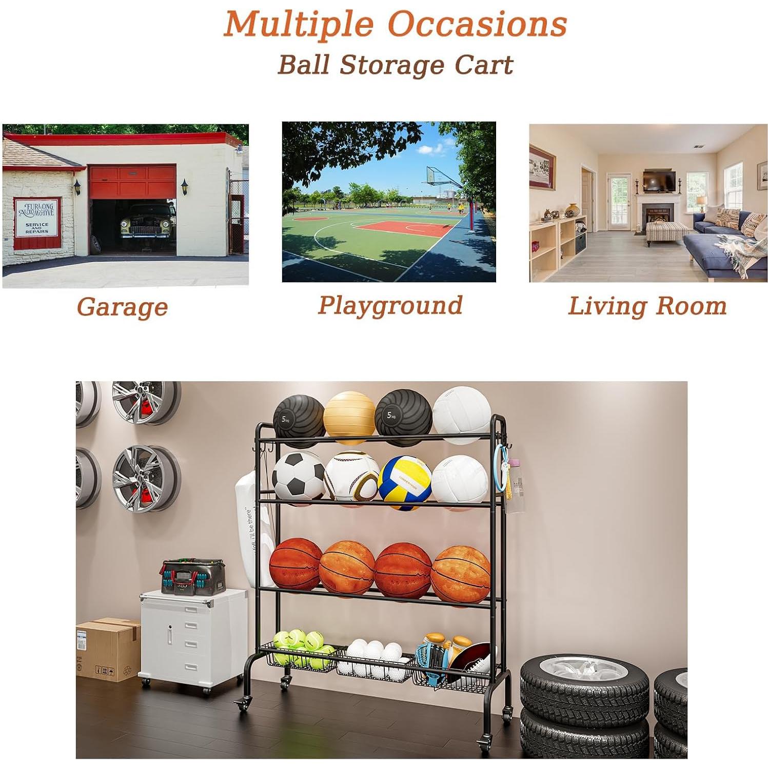 Soporte de Almacenamiento para Pelotas INGIORDAR 4 Niveles Negro