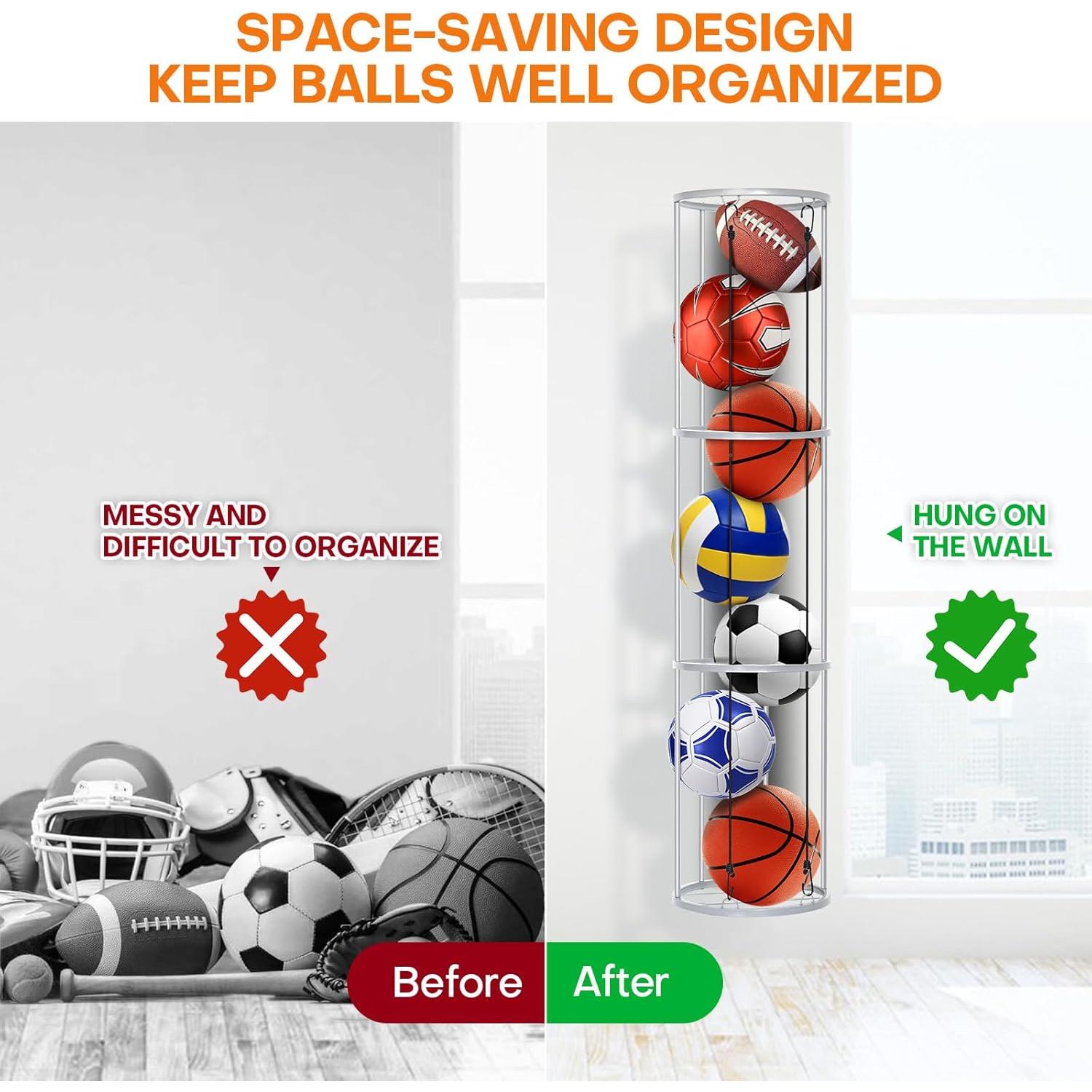 Soporte para Balones Rolitwils 2-en-1 Montaje Pared o Móvil