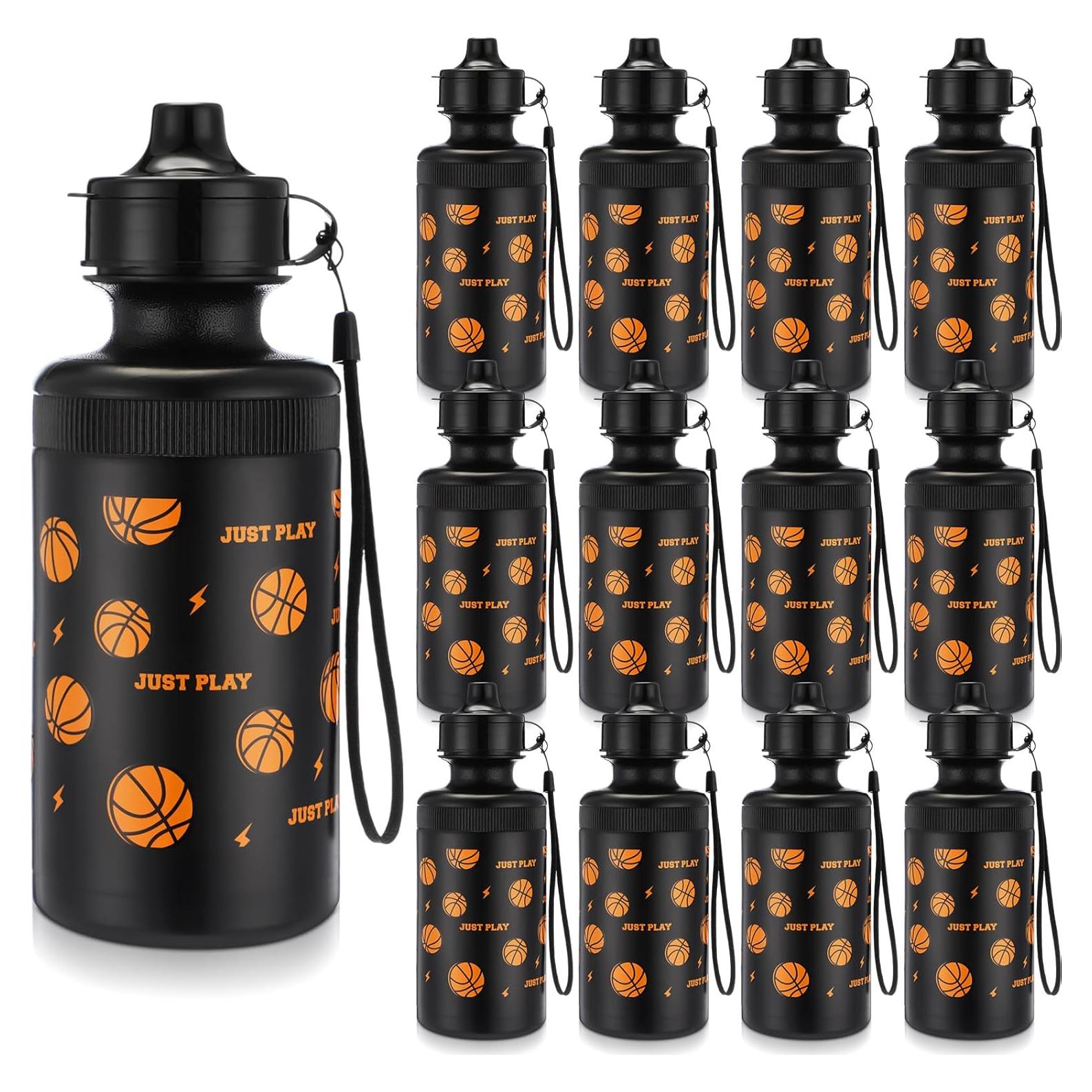 Conjunto de 12 Botellas de Agua Deportivas Maxdot 530 ml Negro