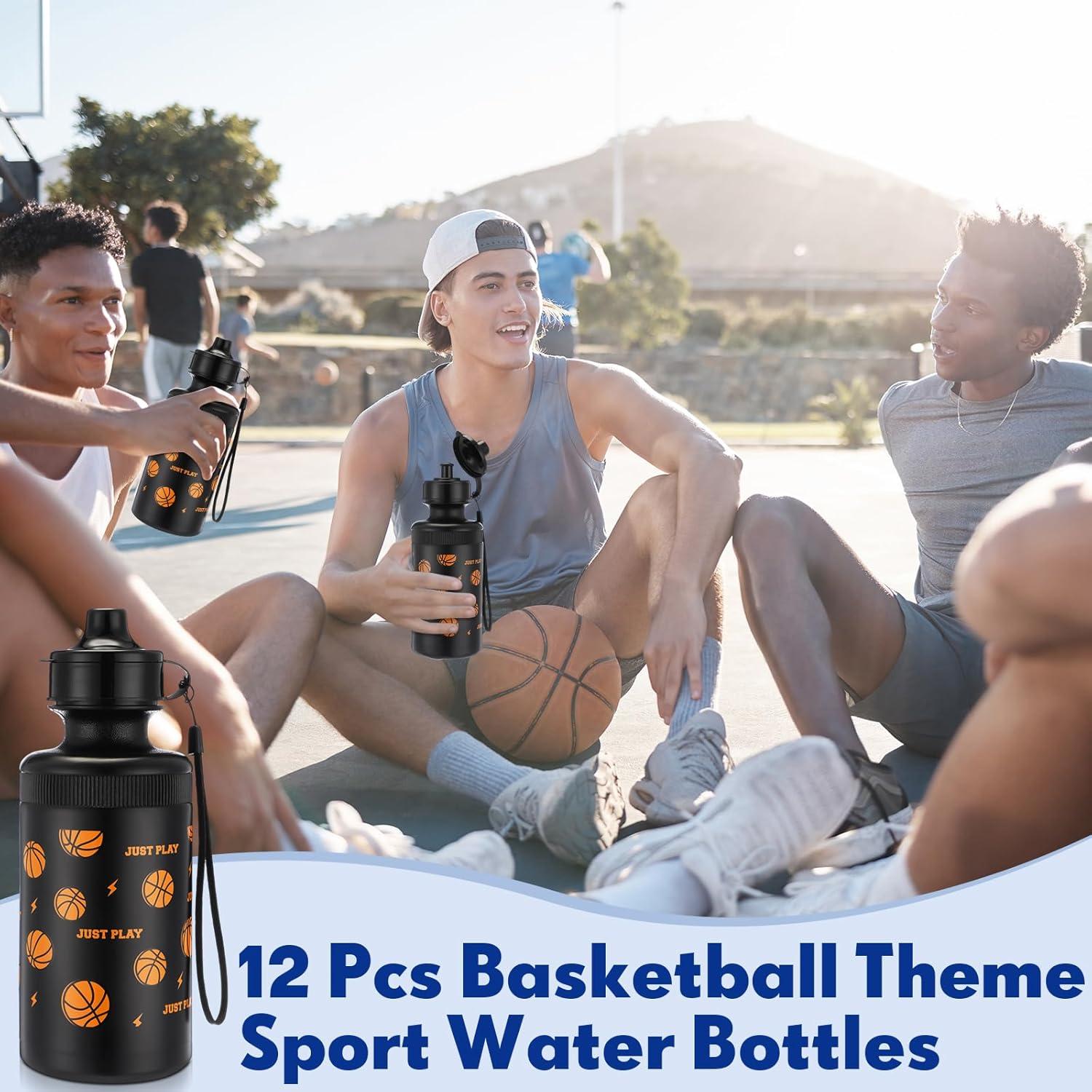 Conjunto de 12 Botellas de Agua Deportivas Maxdot 530 ml Negro