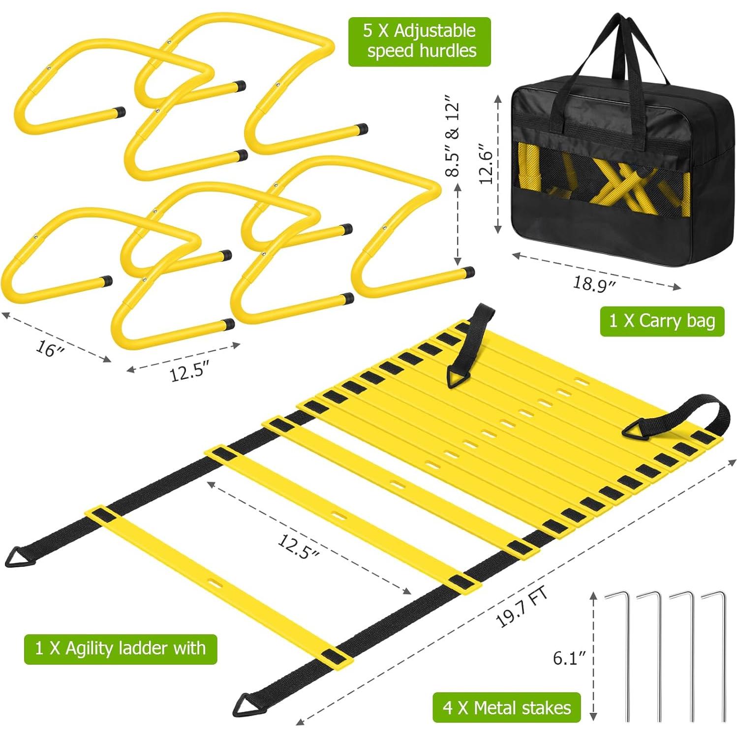 Set de Entrenamiento de Velocidad y Agilidad SMTPDT - 5 Vallas y Escalera