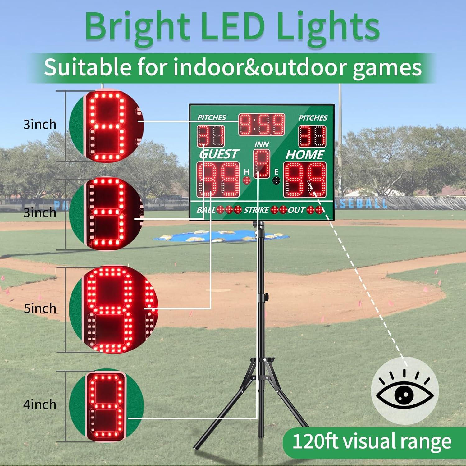 Tablero de Puntuación LED YZ-A30D12-GR para Béisbol y Softball