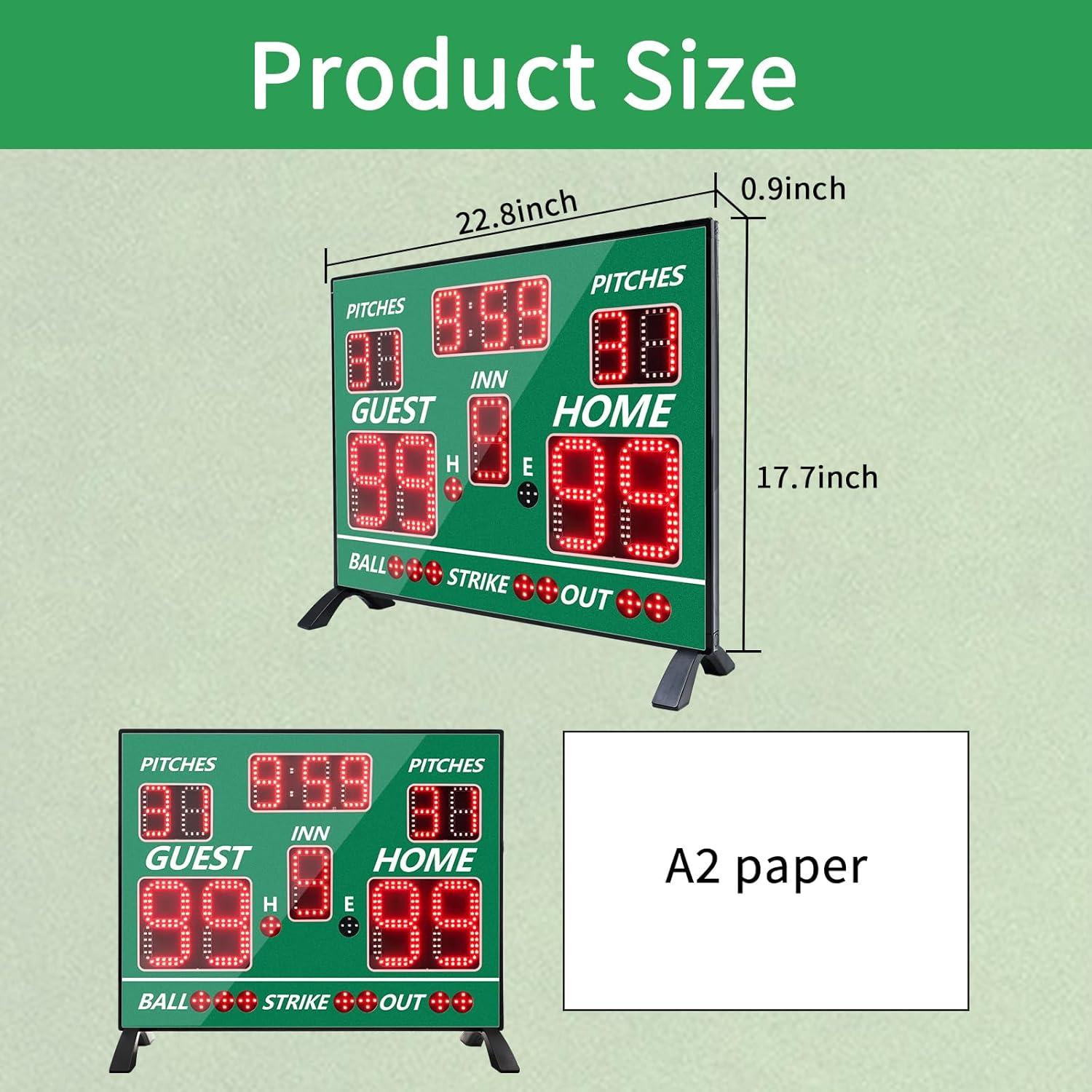 Tablero de Puntuación LED YZ-A30D12-GR para Béisbol y Softball
