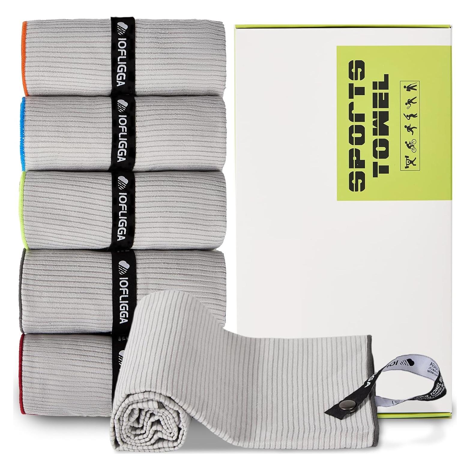 Paquete de 5 Toallas de Gimnasio IOFLIGGA Microfibra 30x100 cm