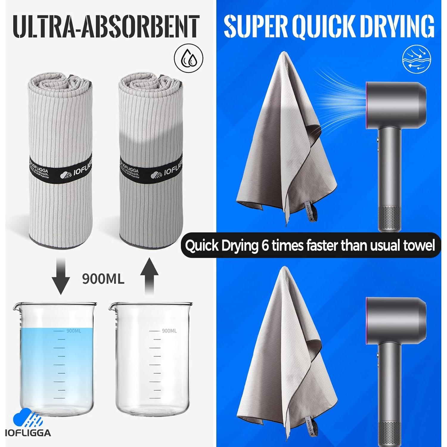Paquete de 5 Toallas de Gimnasio IOFLIGGA Microfibra 30x100 cm