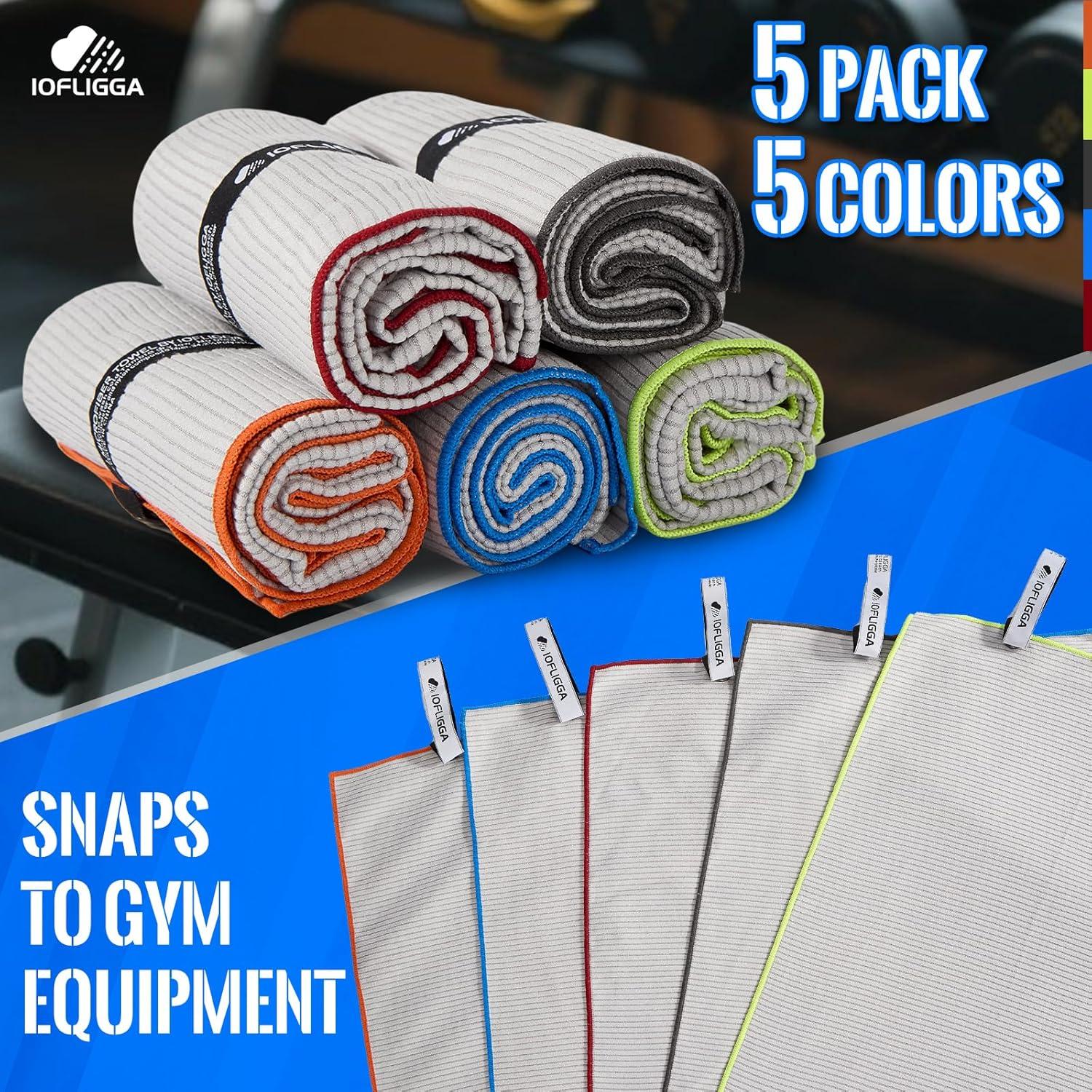 Paquete de 5 Toallas de Gimnasio IOFLIGGA Microfibra 30x100 cm