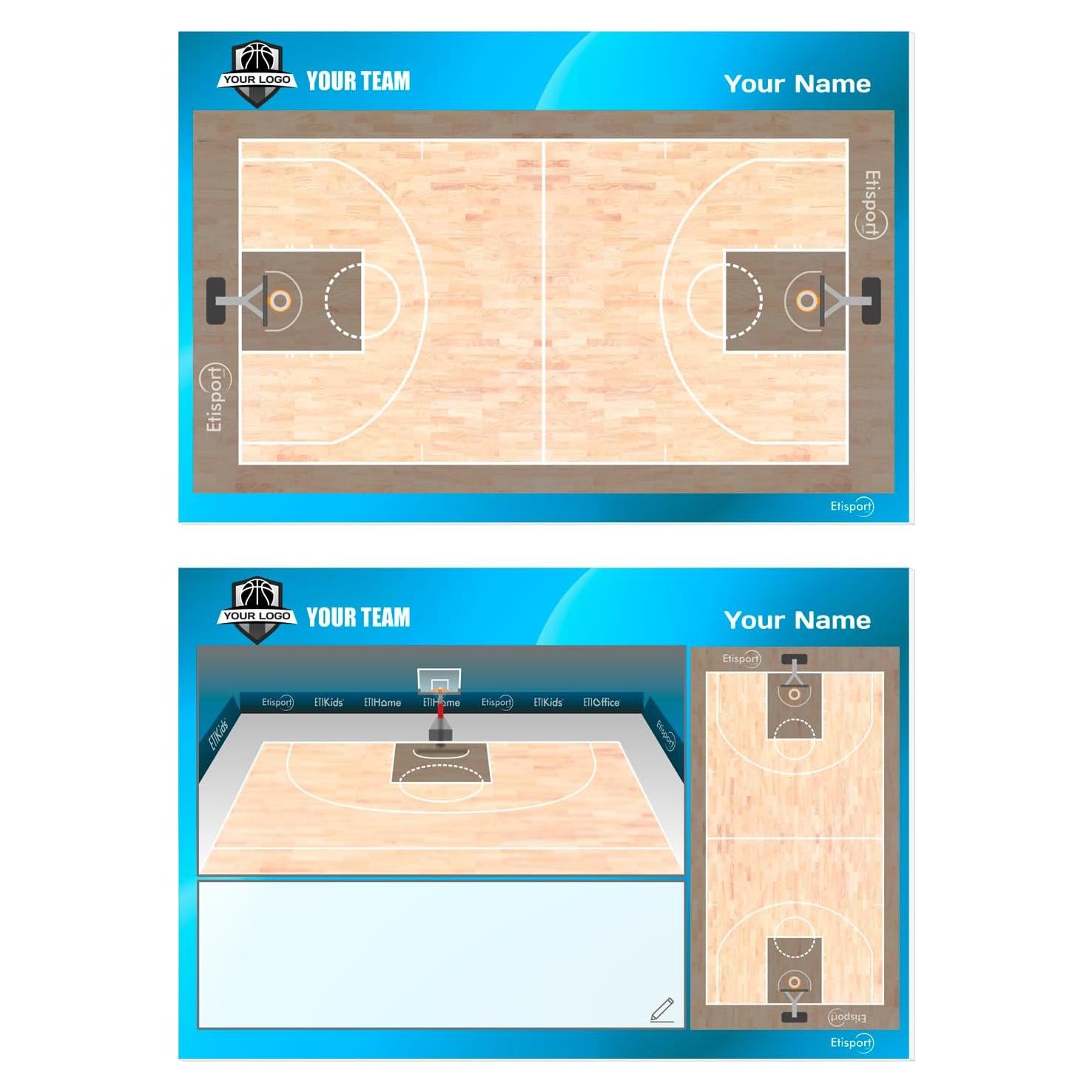 Tablero Táctico de Baloncesto Etisport Doble Cara 30.5x20.5cm