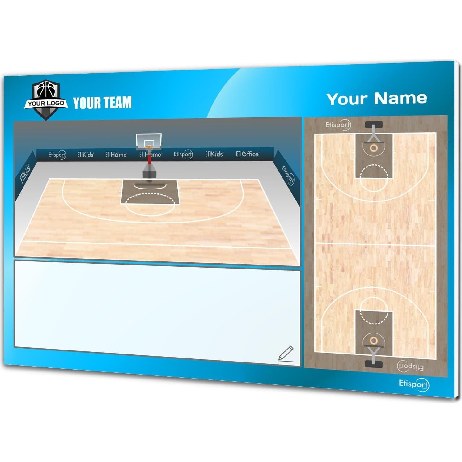 Tablero Táctico de Baloncesto Etisport Doble Cara 30.5x20.5cm