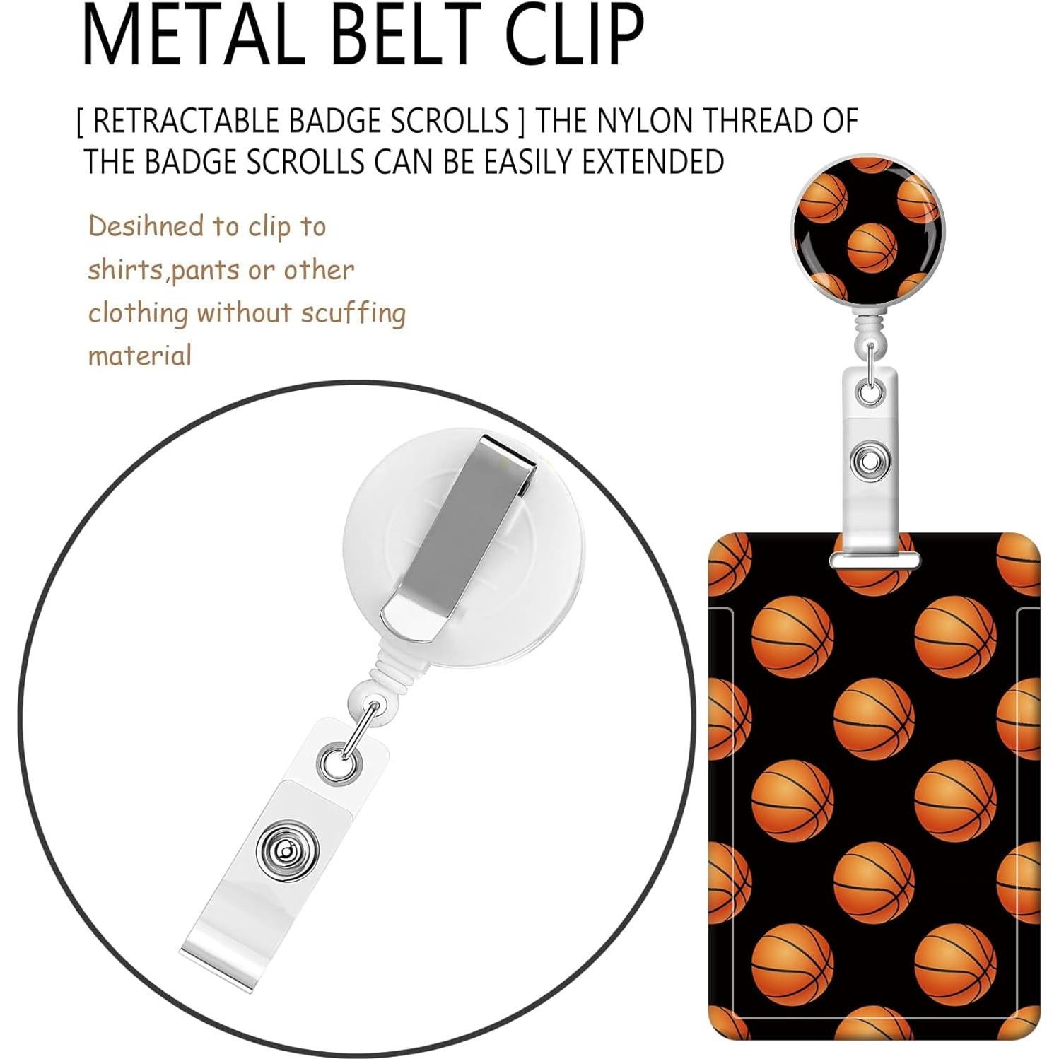 Portatarjetas de Identificación BLOCIT con Cordón y Clip Retráctil - Baloncesto