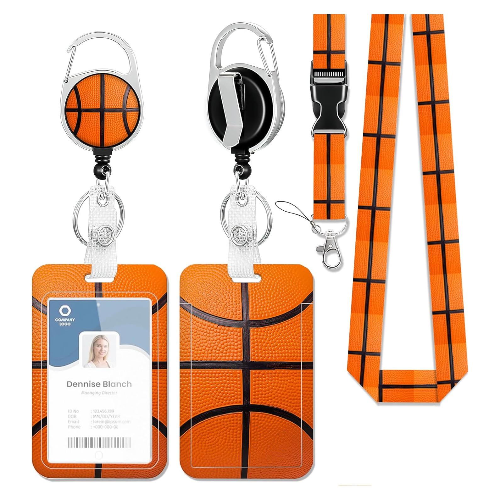 Porta Credencial Retráctil con Cordón AZCXOIC Baloncesto