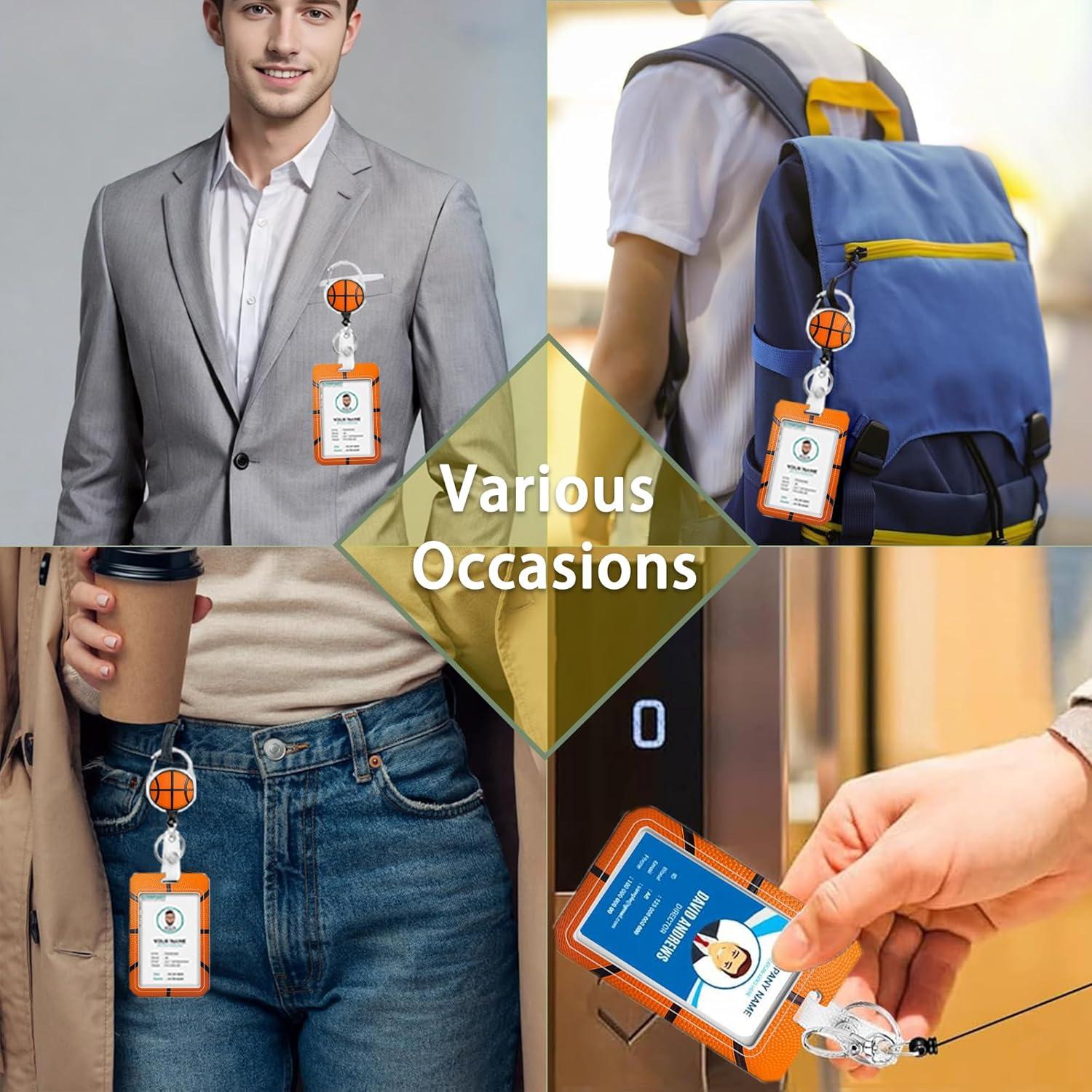 Porta Credencial Retráctil con Cordón AZCXOIC Baloncesto