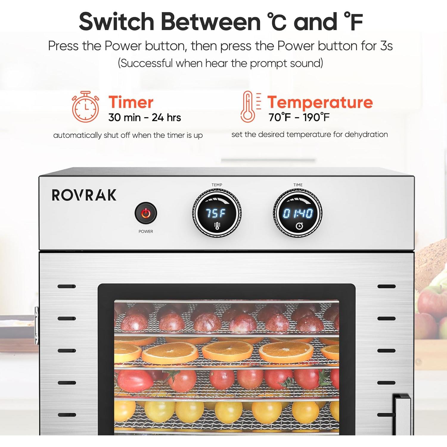 Deshidratador de Alimentos ROVRAk 12 Bandejas Acero Inoxidable
