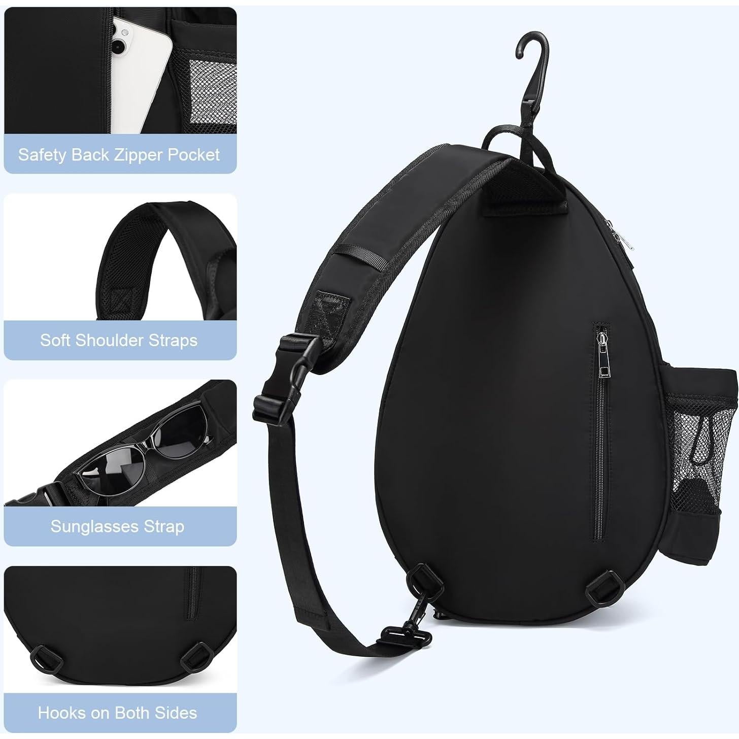 Mochila de Tenis KAVIGOR para 2 Raquetas, Impermeable, Negro