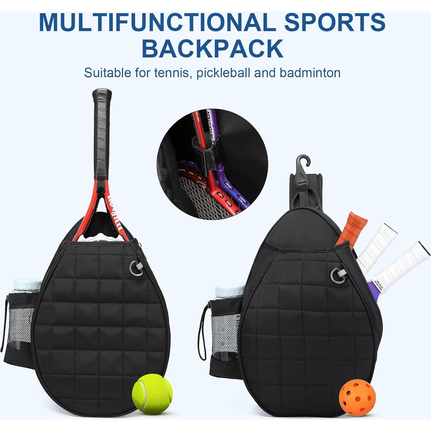 Mochila de Tenis KAVIGOR para 2 Raquetas, Impermeable, Negro