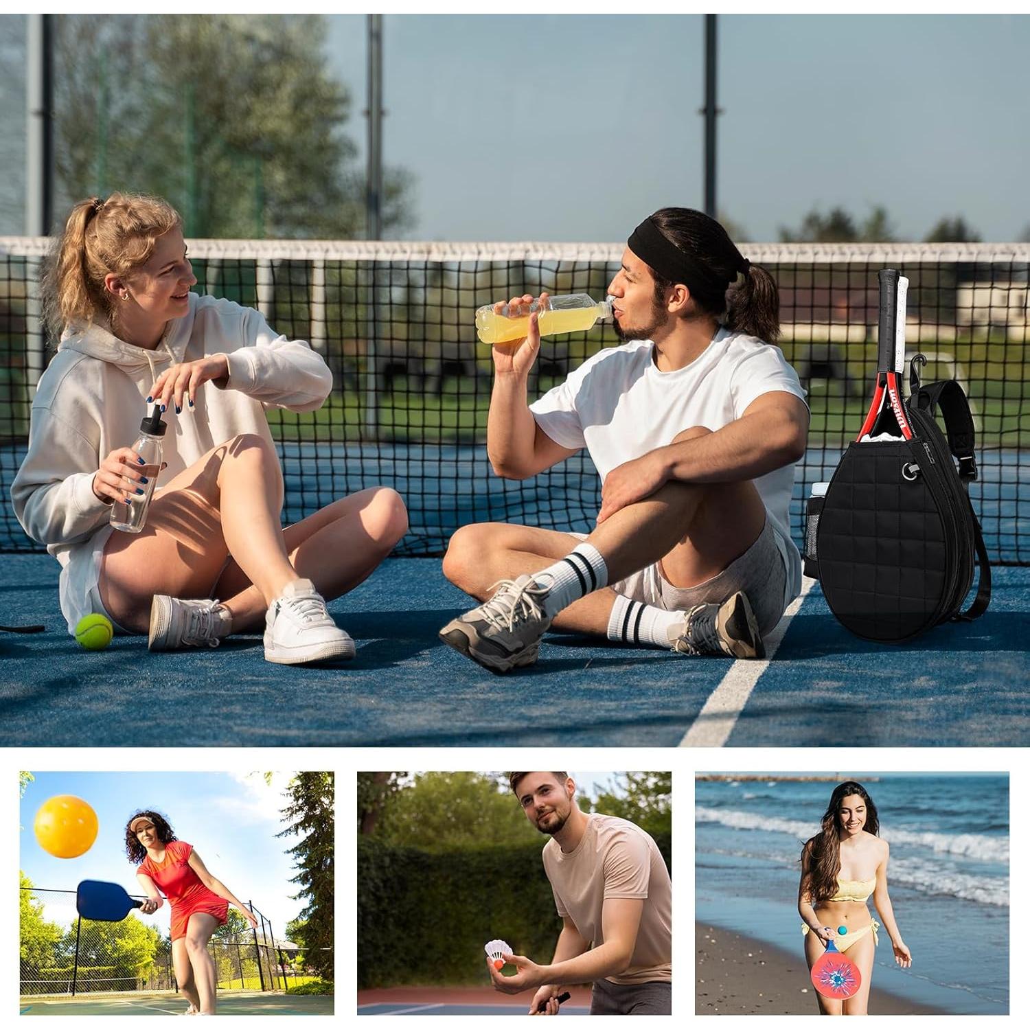 Mochila de Tenis KAVIGOR para 2 Raquetas, Impermeable, Negro