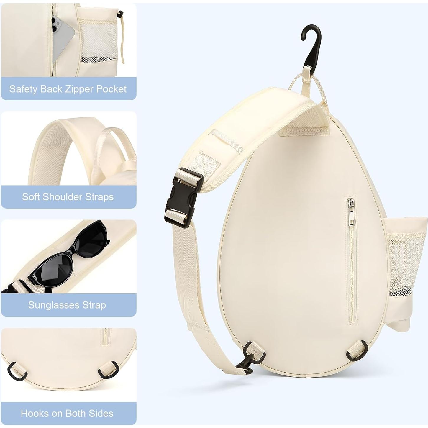 Mochila de Tenis KAVIGOR para 2 Raquetas, Impermeable, Beige