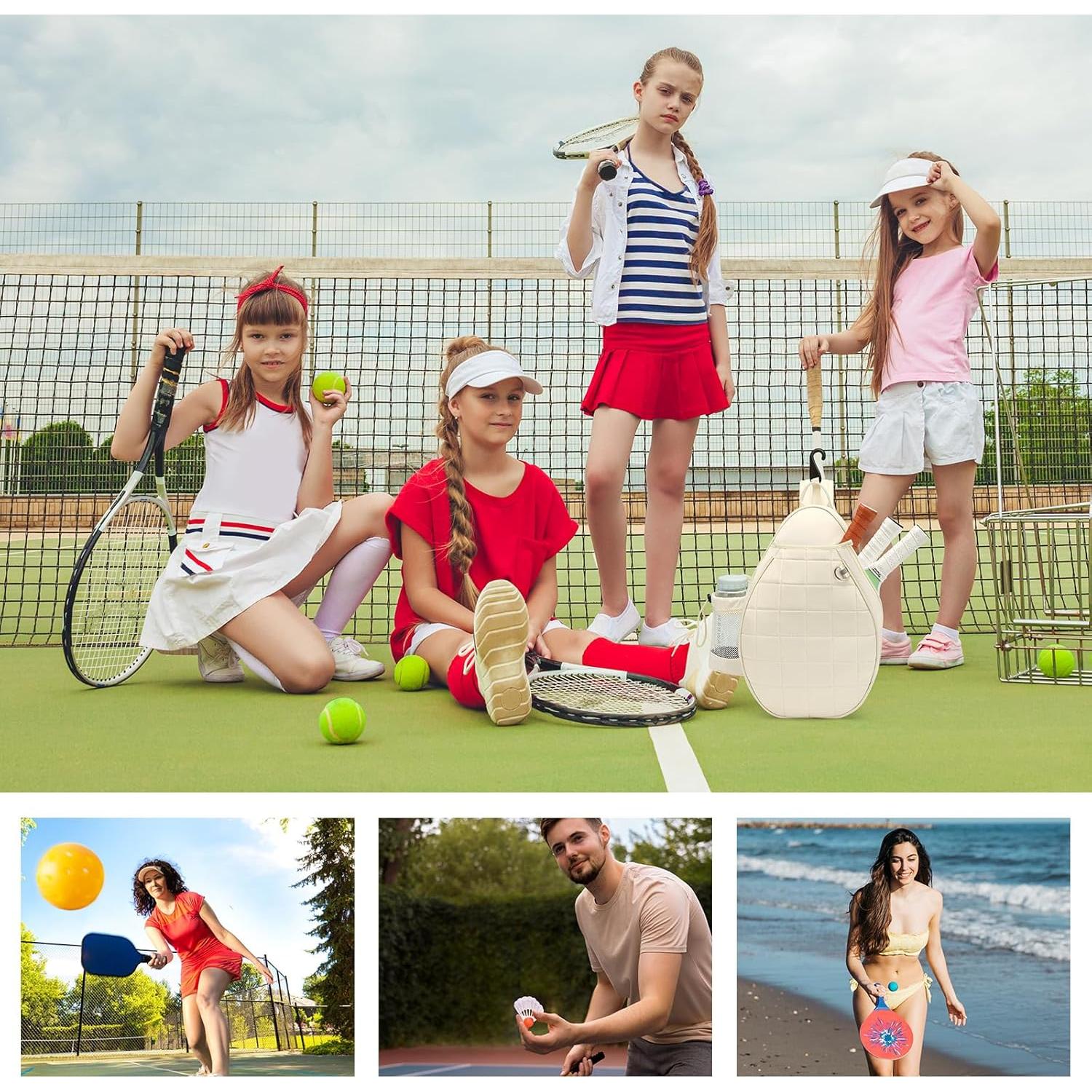 Mochila de Tenis KAVIGOR para 2 Raquetas, Impermeable, Beige