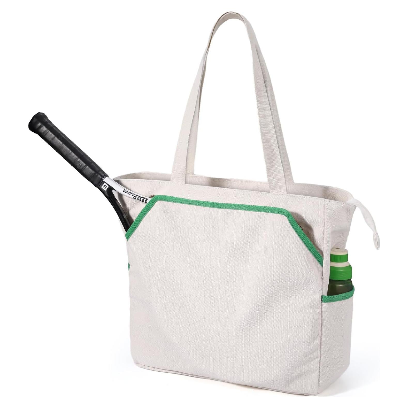 Bolsa de Tenis Tote SMRITI Verde y Blanco, Gran Capacidad