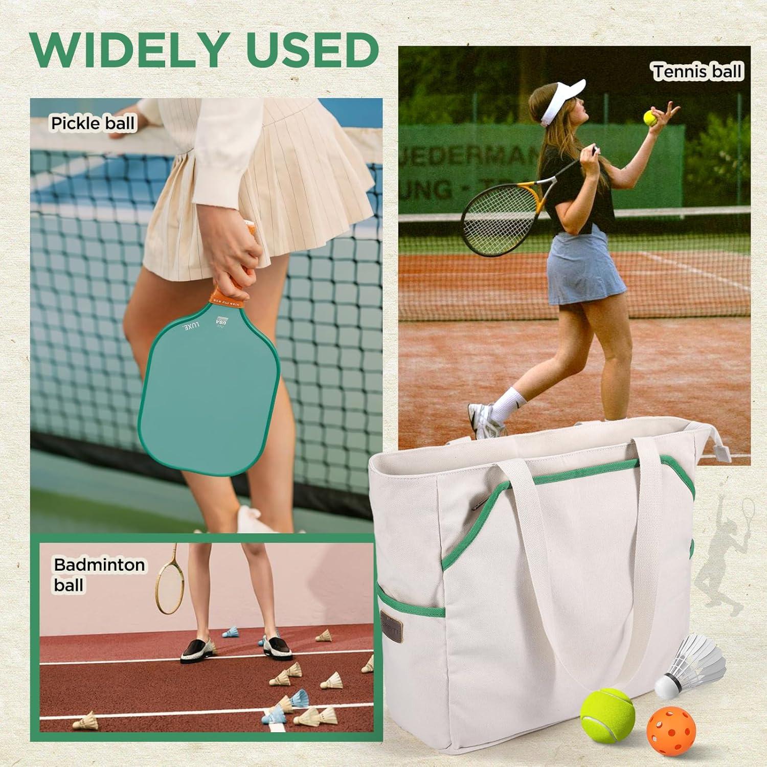 Bolsa de Tenis Tote SMRITI Verde y Blanco, Gran Capacidad