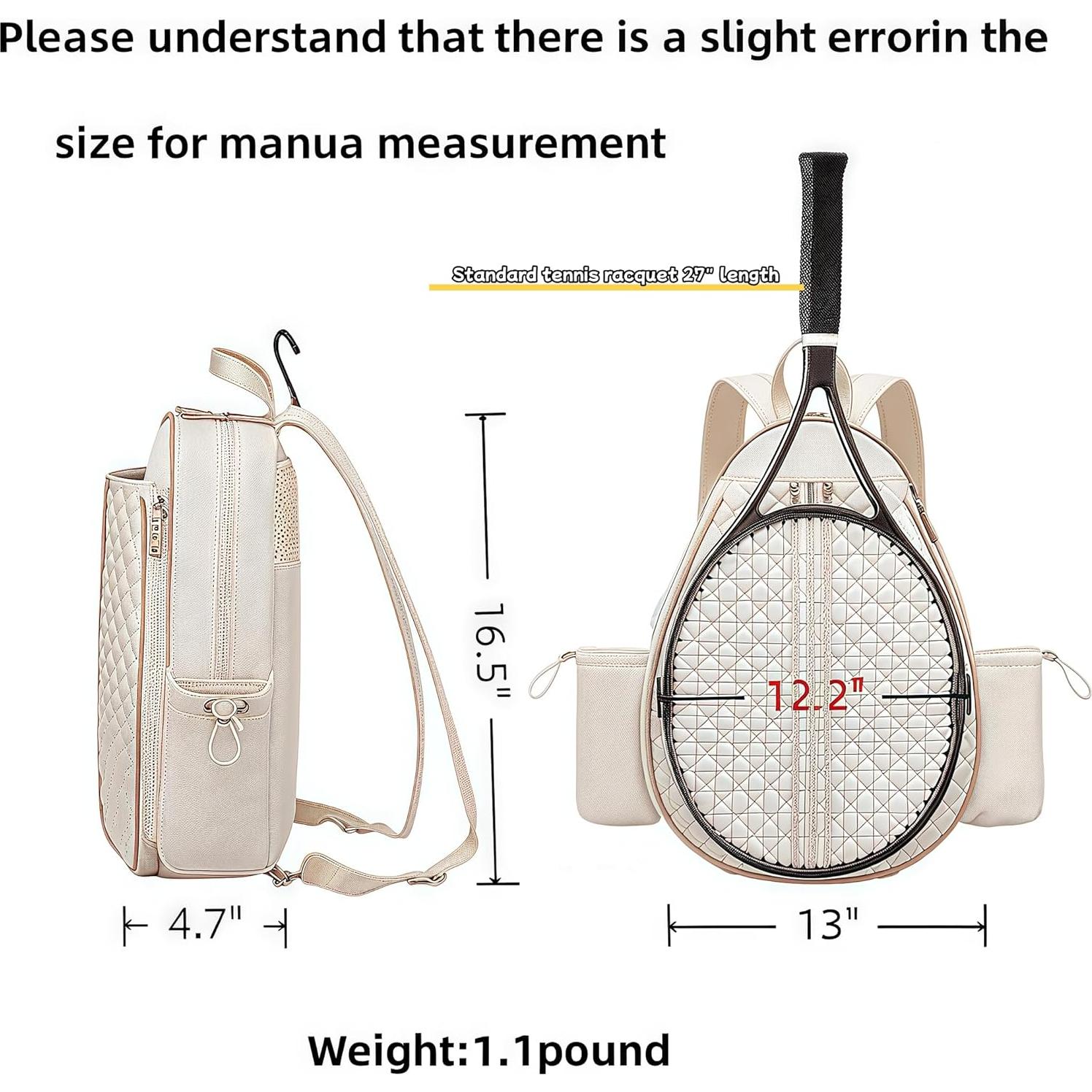 Bolsa de Tenis YIPINLAOBAIXING Beige Acolchada 42x12x33cm