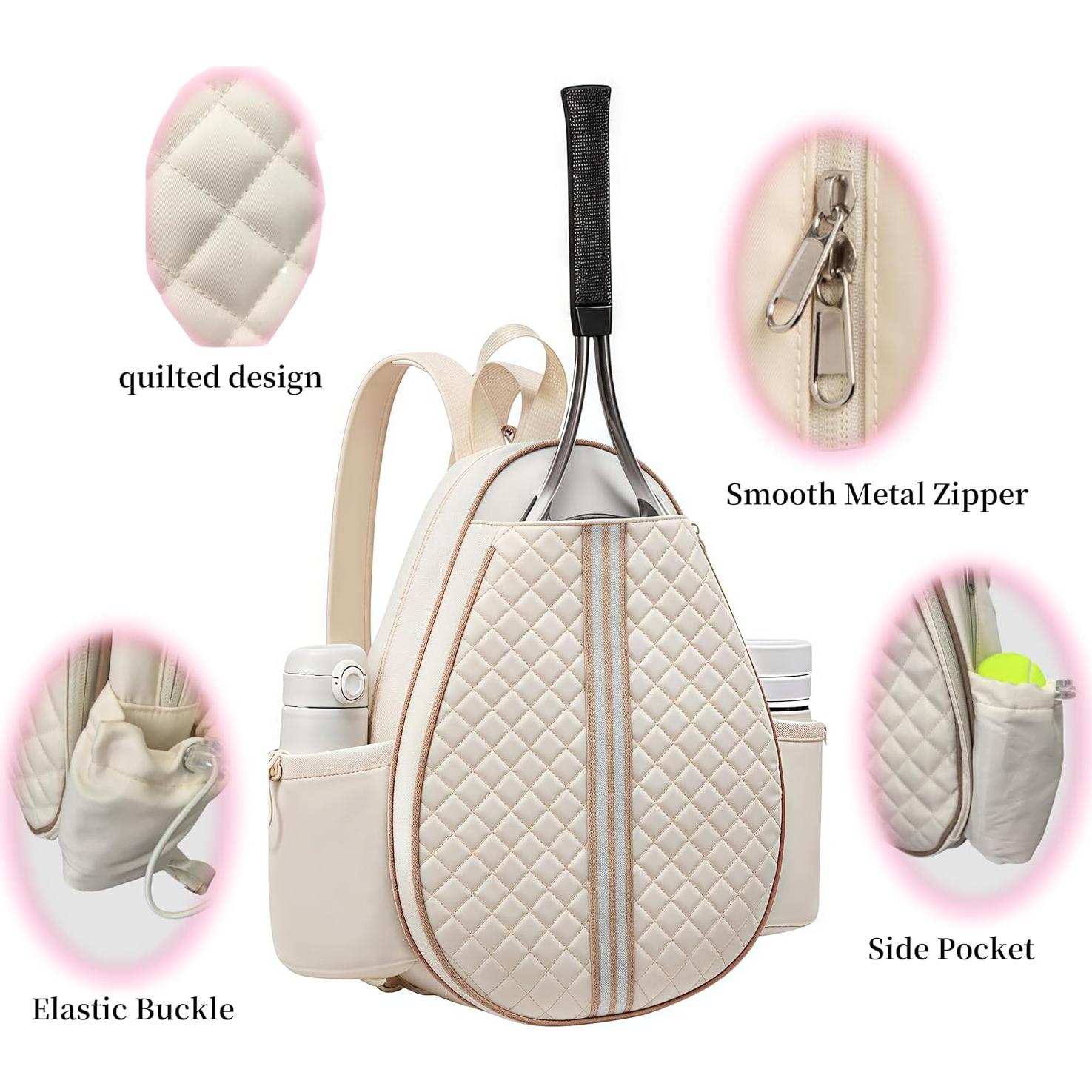 Bolsa de Tenis YIPINLAOBAIXING Beige Acolchada 42x12x33cm