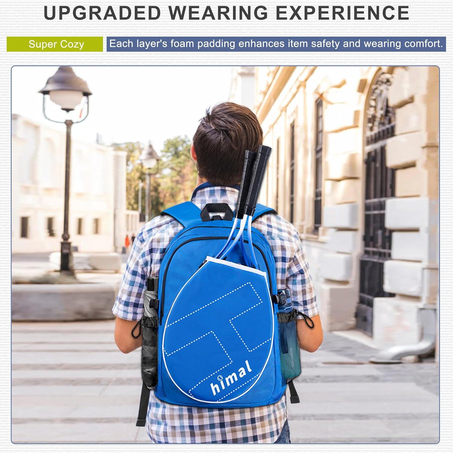 Mochila de Tenis UNIHIMAL Azul Oscuro, Capacidad para 2 Raquetas