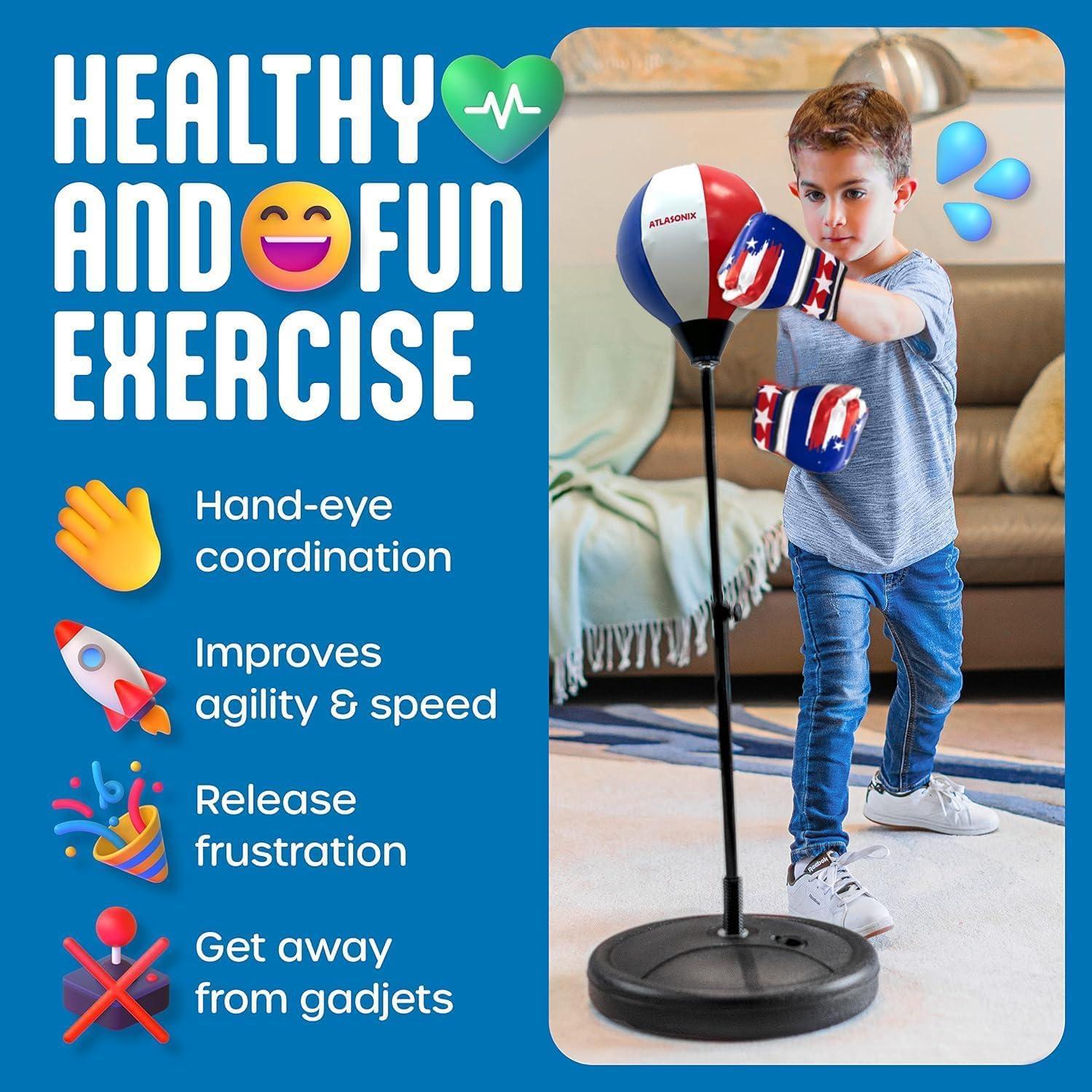 Saco de Boxeo de Pie Atlasonix para Niños 8-12 Años