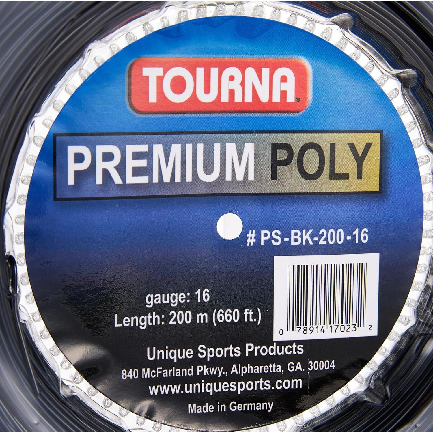 Cuerda de Tenis Tourna Premium Poly 16g Negro 201m