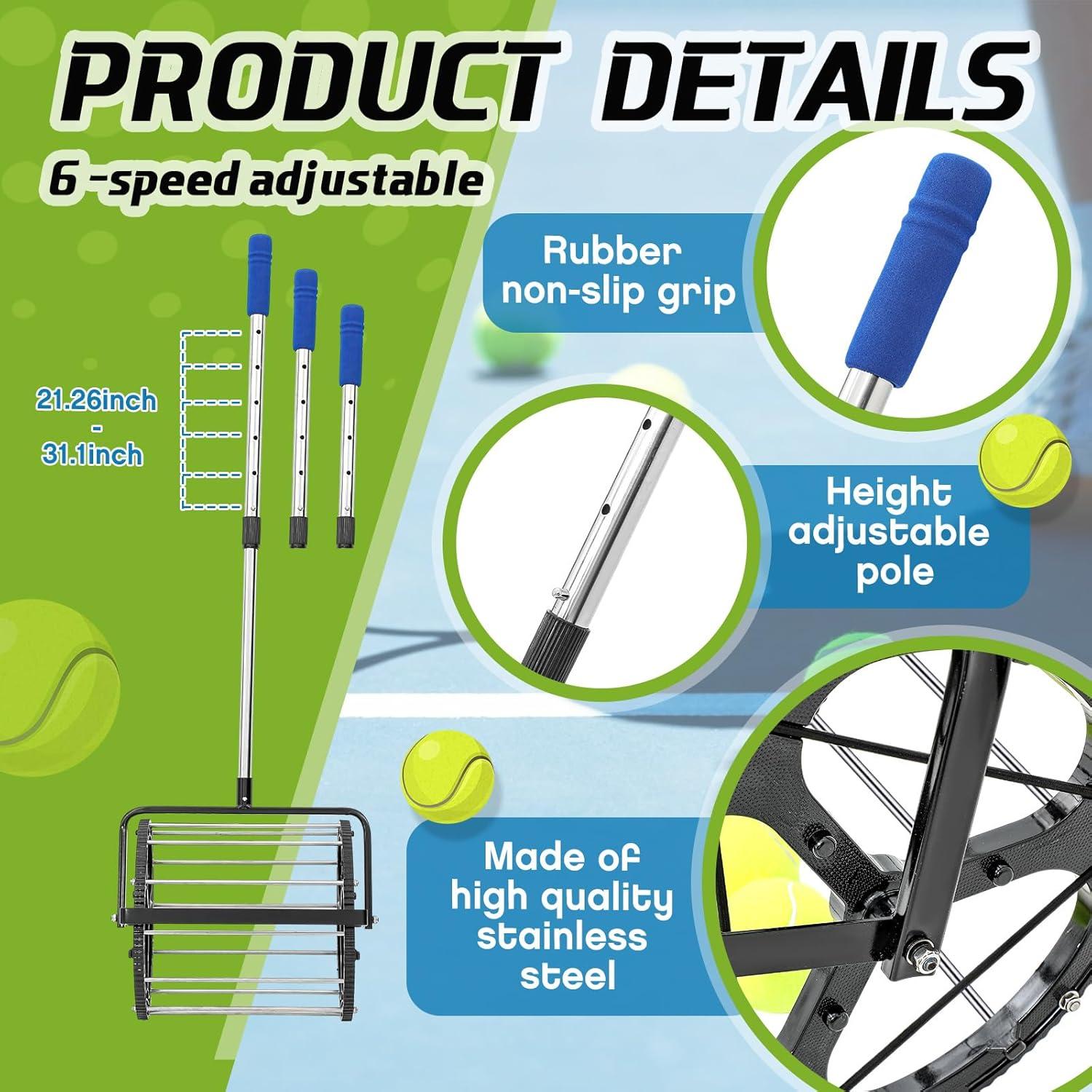 Rodillo Colector de Pelotas de Tenis Gemscream, Ajustable 54-79 cm