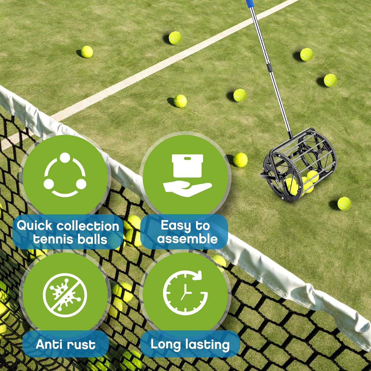 Rodillo Colector de Pelotas de Tenis Gemscream, Ajustable 54-79 cm