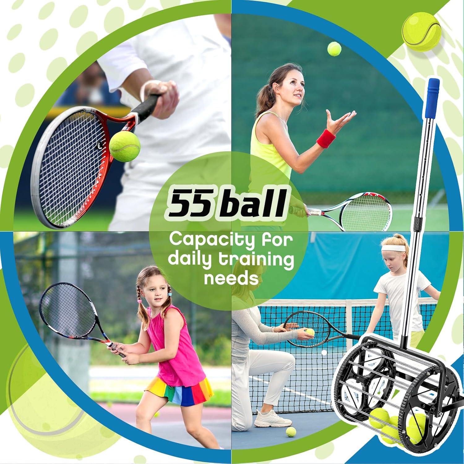 Rodillo Colector de Pelotas de Tenis Gemscream, Ajustable 54-79 cm