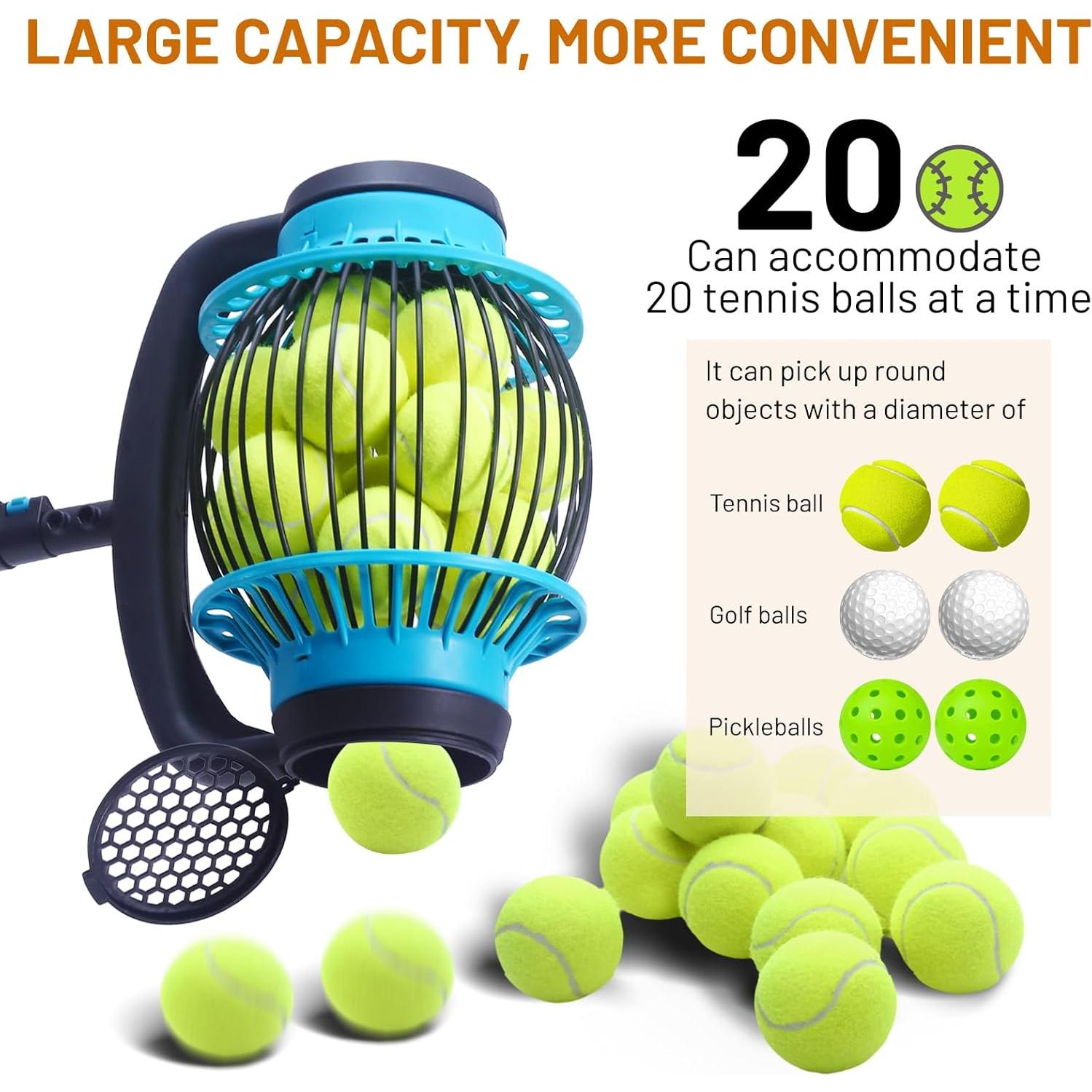 Rodillo Recolector de Pelotas de Tenis Xiwrdok Ajustable 20 Pelotas