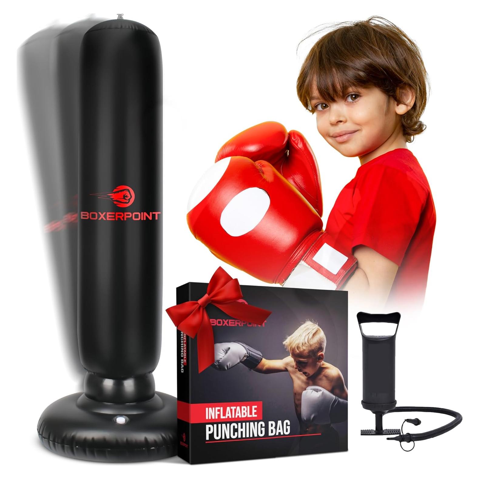 Saco de Boxeo Inflable BOXERPOINT 160 cm para Niños 3-8 Años