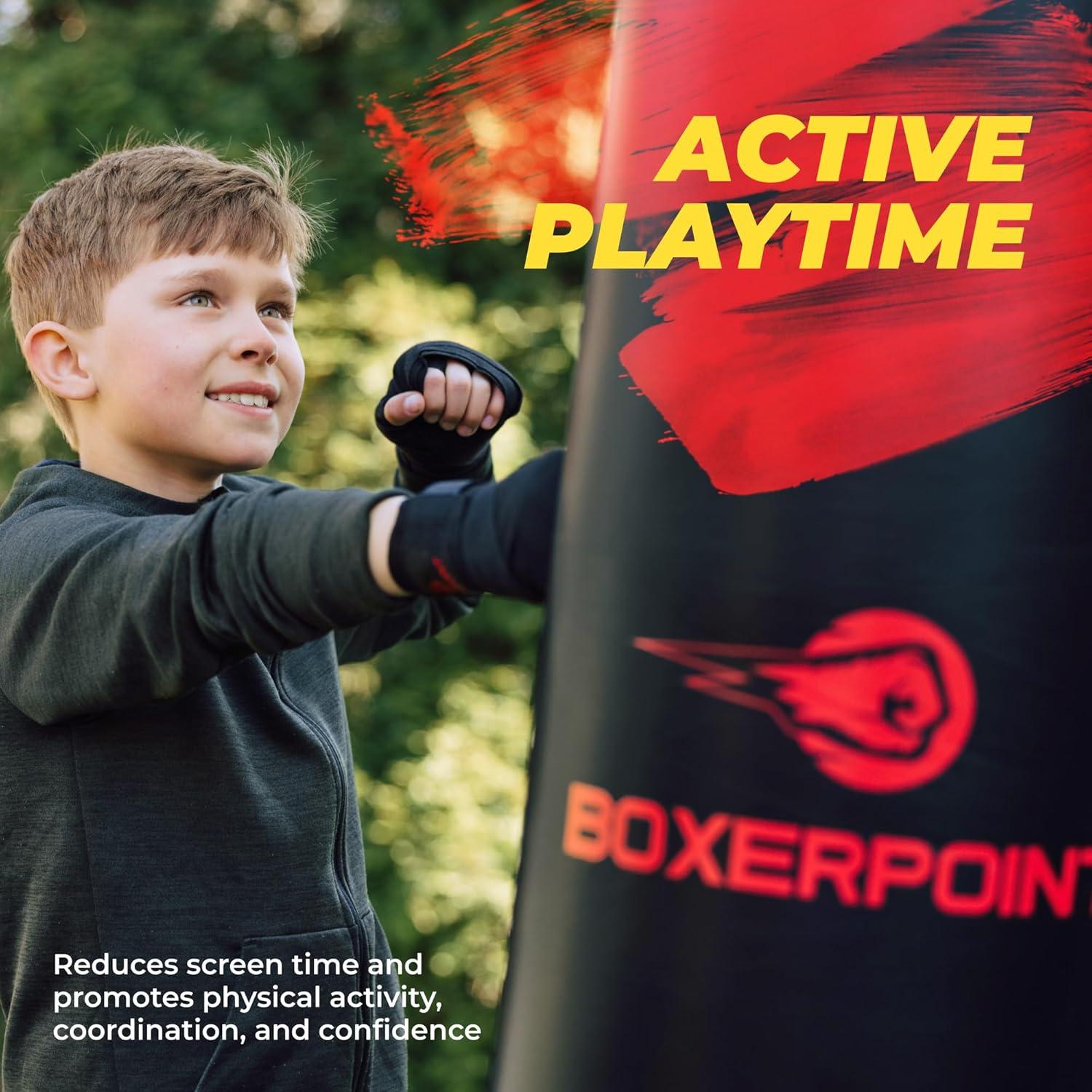 Saco de Boxeo Inflable BOXERPOINT 160 cm para Niños 3-8 Años