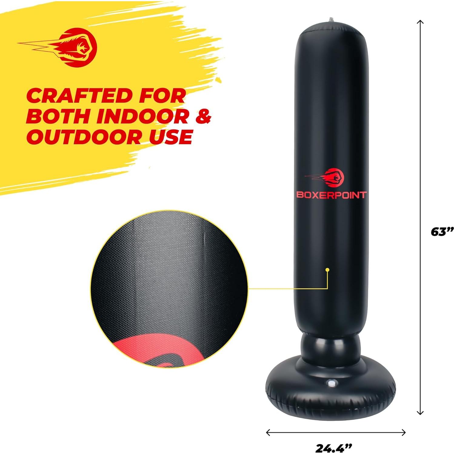 Saco de Boxeo Inflable BOXERPOINT 160 cm para Niños 3-8 Años