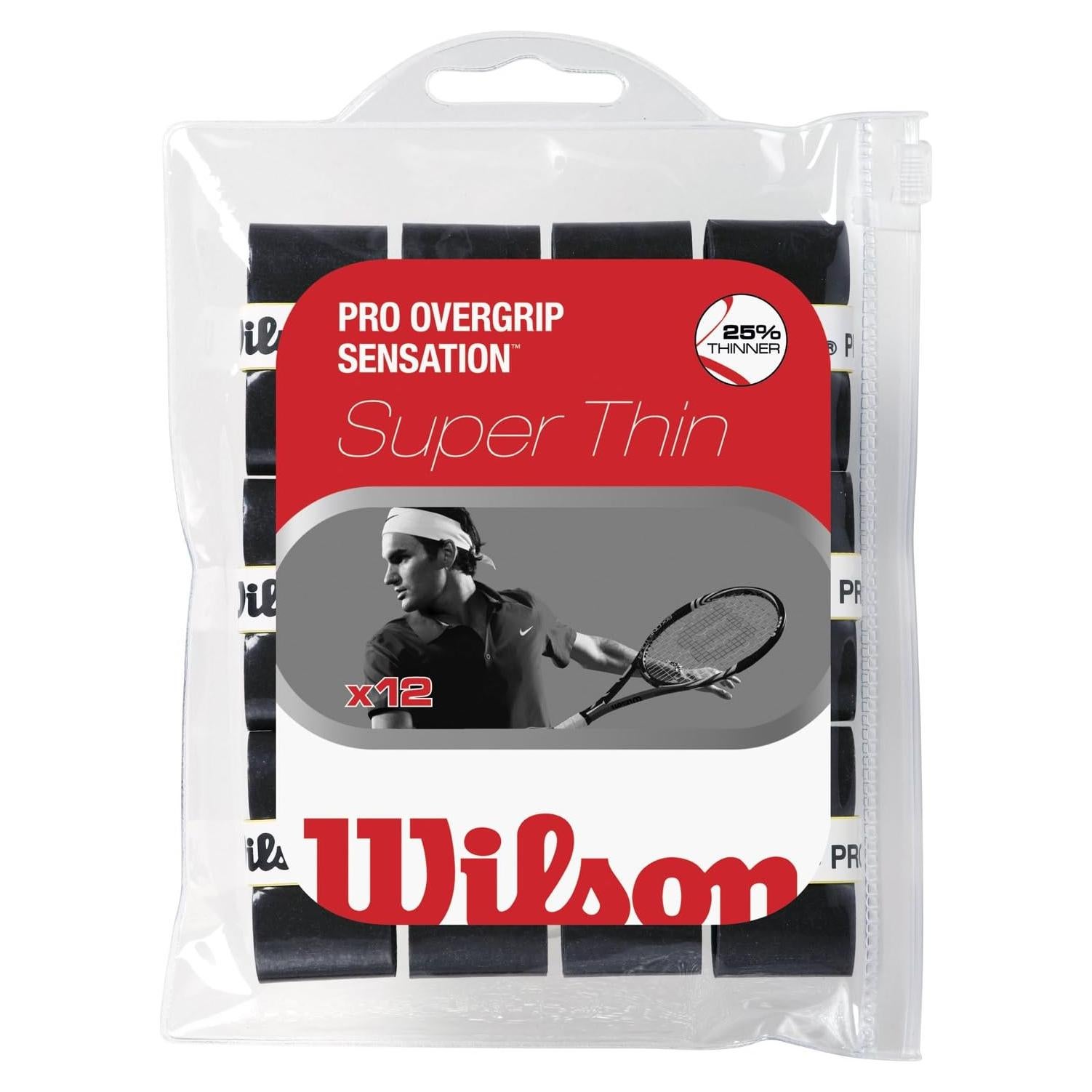 Raqueta de Tenis WILSON Pro Sensation Agarre 12 Unidades Negro