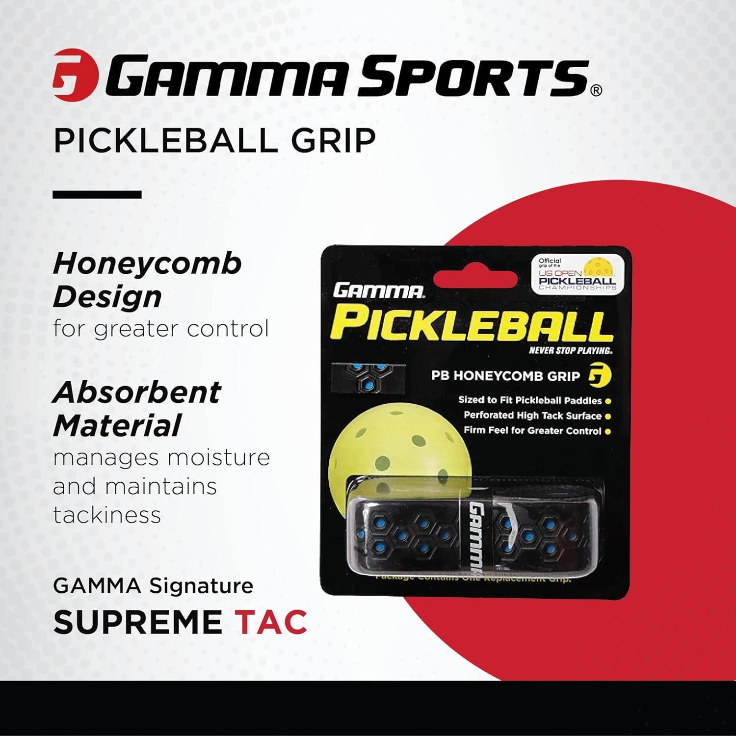Agarre de Reemplazo GAMMA Panal para Pickleball Negro/Azul