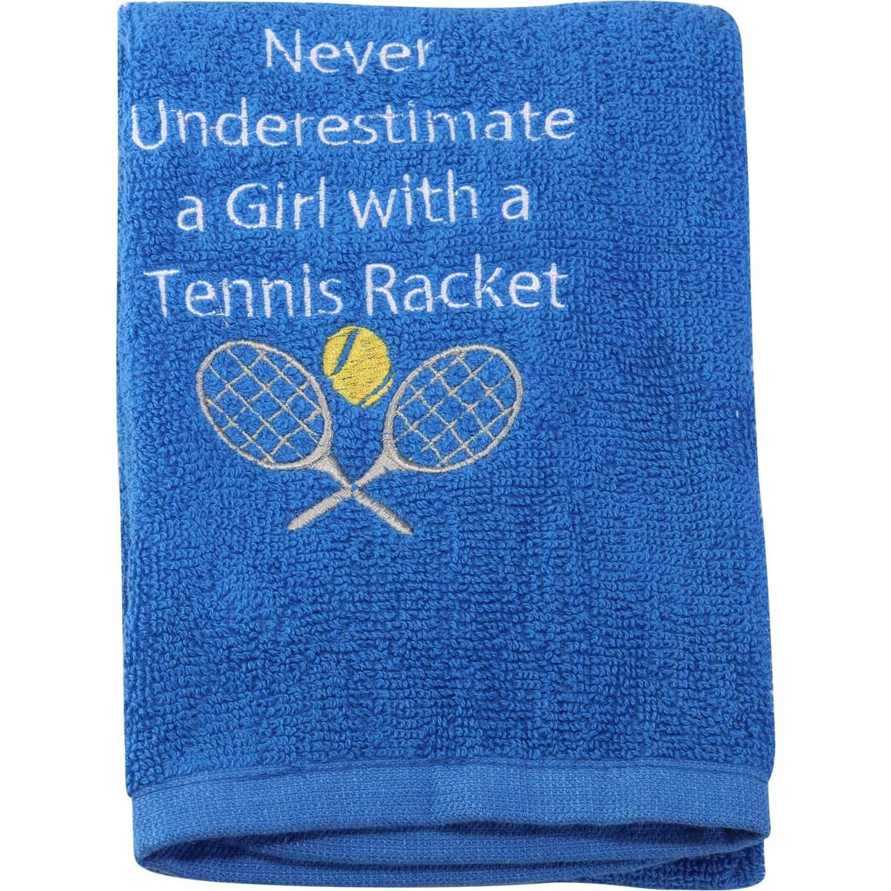 Toalla de Mano Bordada PXTIDY para Tenis - 66x38cm Azul