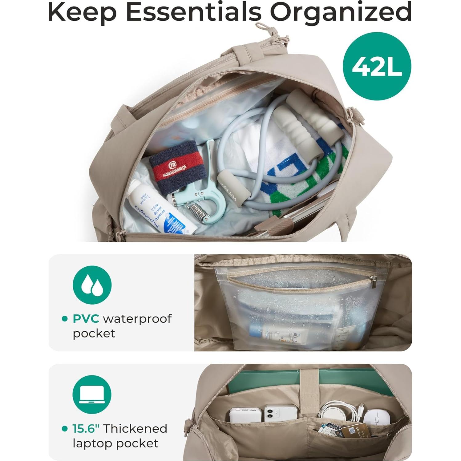 Bolsa de Gimnasio de Tenis BAGSMART Gris Claro 35L