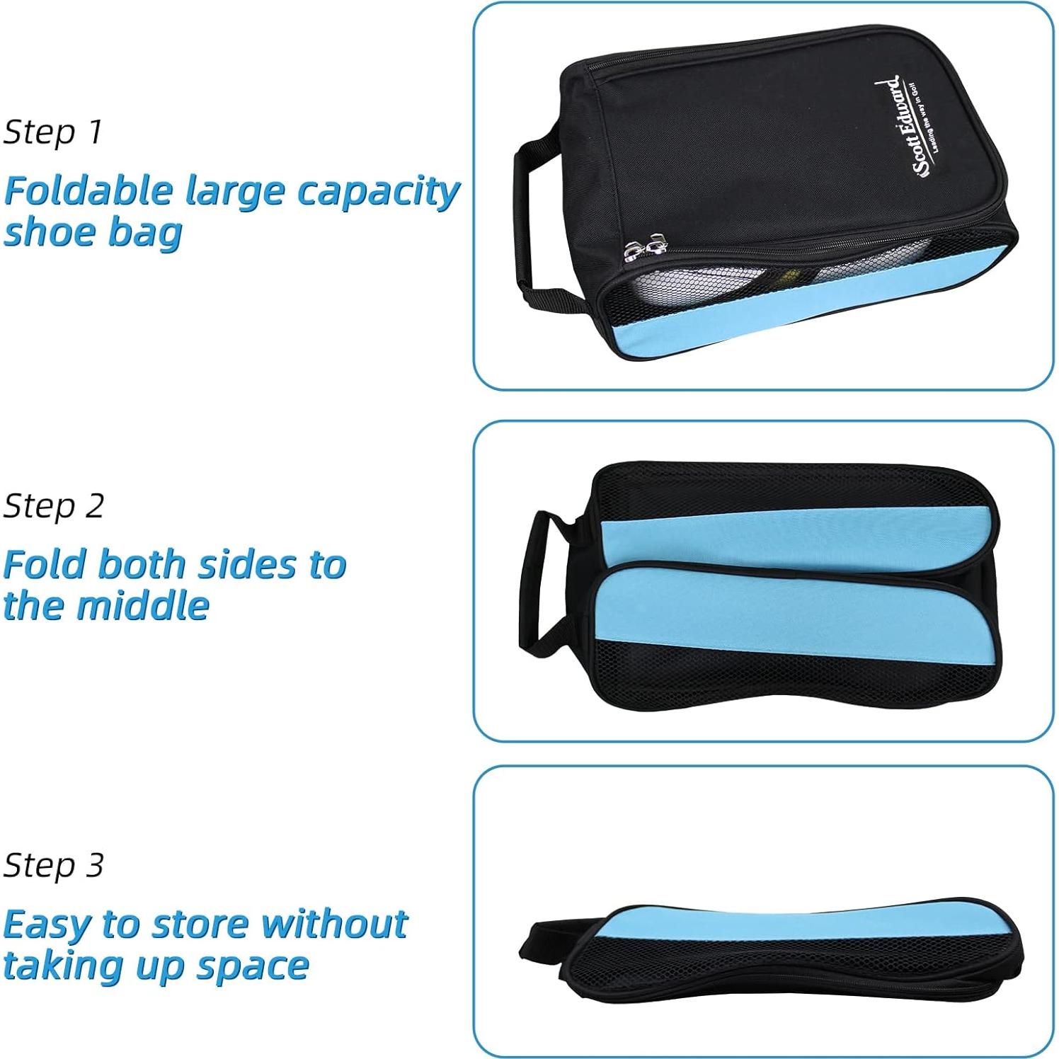 Bolsa de Zapatos de Golf Portátil Scott Edward Impermeable 34x23cm