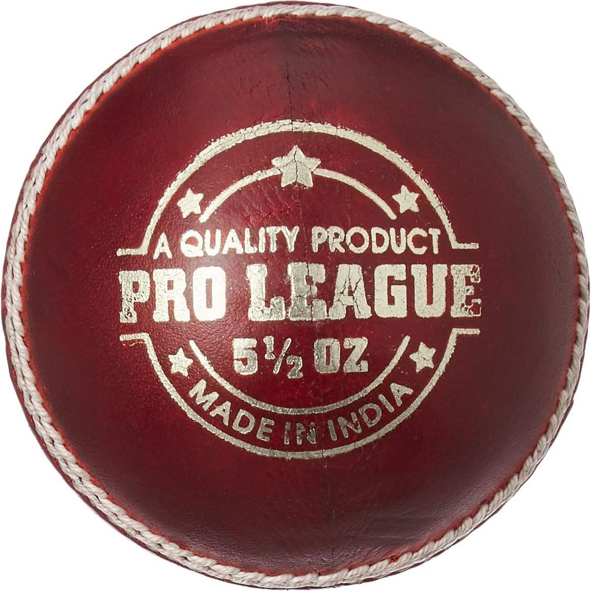 Pelota de Cricket DSC Pro League de Cuero 4 Piezas Rojo