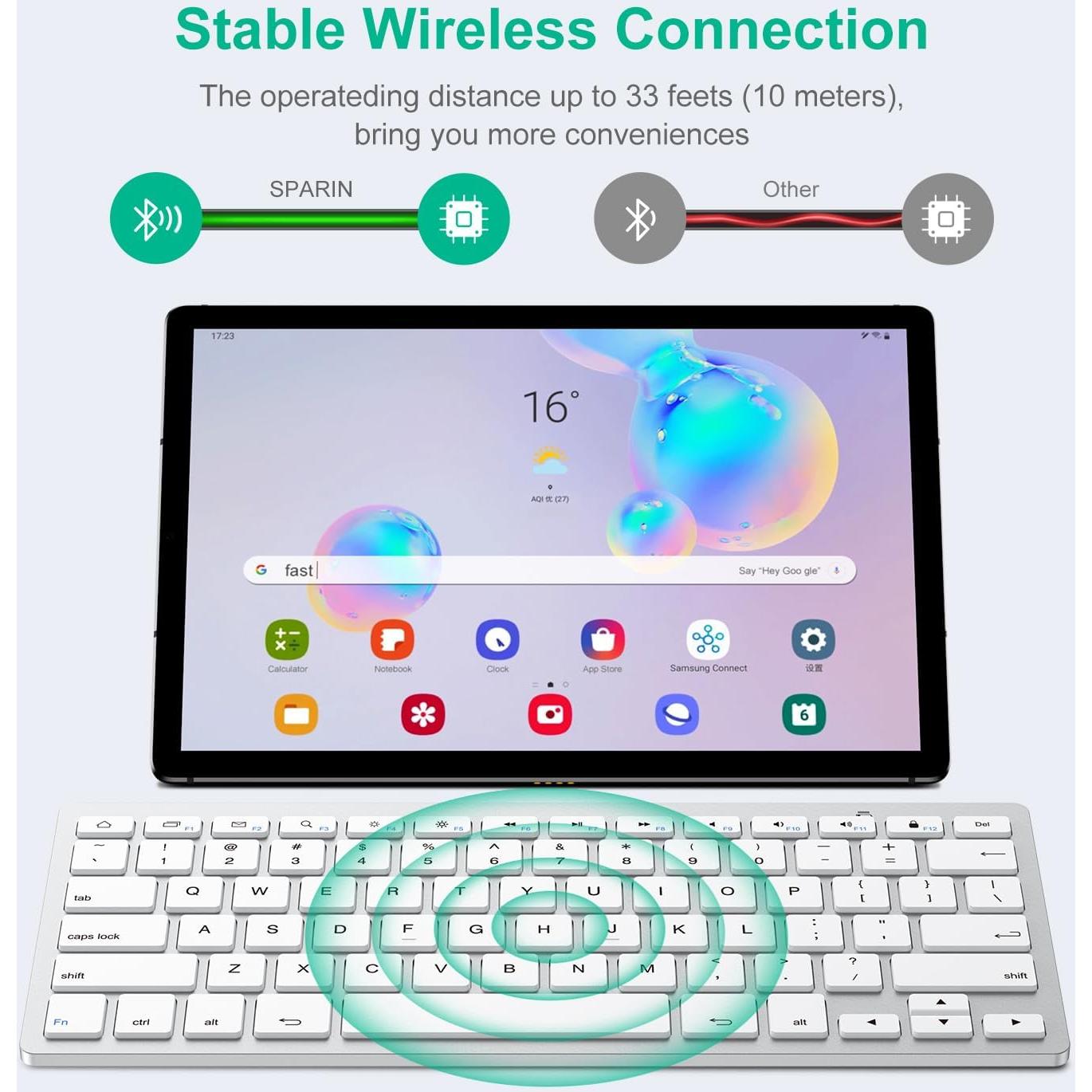 Teclado Bluetooth SPARIN para Samsung Galaxy Tab A9+ Gris