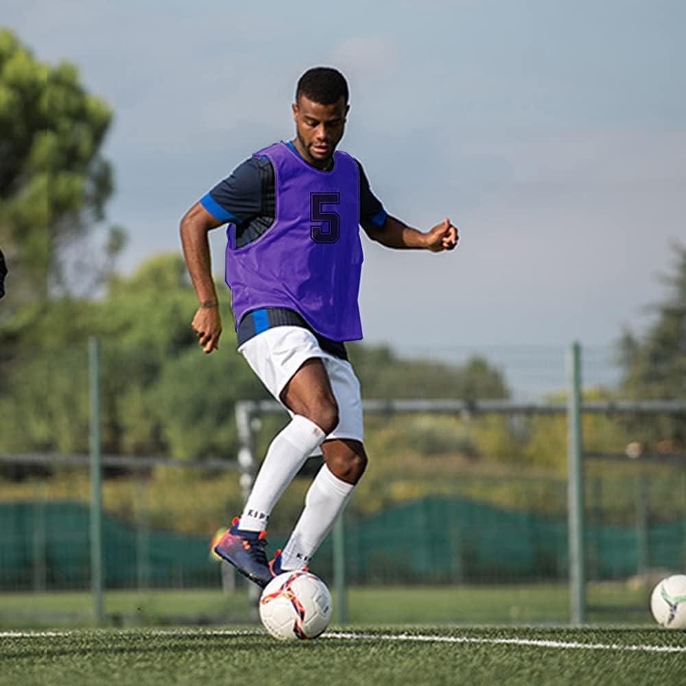 Juego de 12 Chalecos Numerados de Fútbol RE-HUO con Bolsa