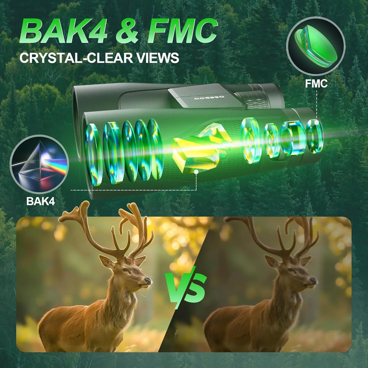 Binoculares Deesoo 15x56 HD Impermeables para Caza Verde