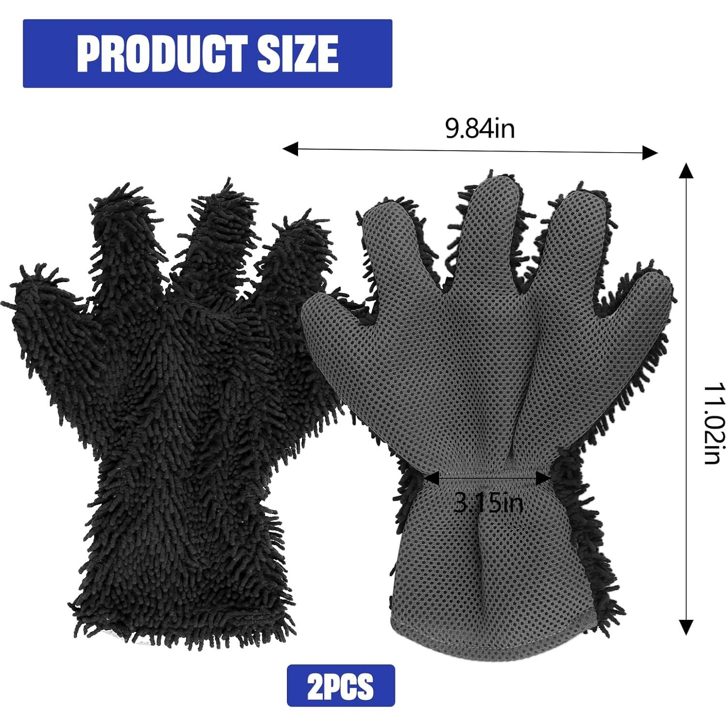 Guantes de Lavado de Autos Ongfuwu 2PCS Microfibra 28x25cm