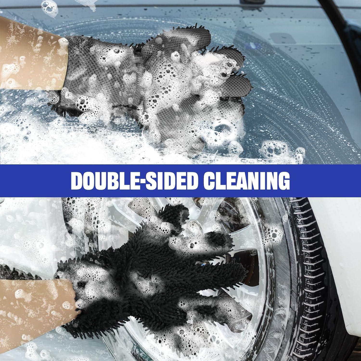 Guantes de Lavado de Autos Ongfuwu 2PCS Microfibra 28x25cm